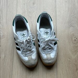 Adidas White and green Sambas